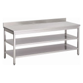 Gastro-inox RVS werktafel met dubbel onderblad 700x600x880mm