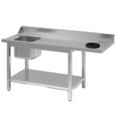 Gastro-inox aanvoertafel met spoelbak en aansluiting L en afvalgat R
