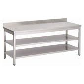 Gastro-inox RVS werktafel met dubbel onderblad 800x700x880mm