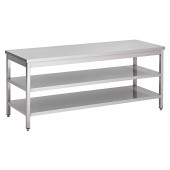 Gastro-inox RVS werktafel met dubbel onderblad 1200x700x880mm