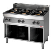 Modular Gas 6-pits kooktafel - open onderstel