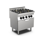 Mareno m0-700 line gasfornuis met 4 branders en gn 2/1 gasoven - 80cm
