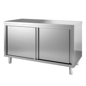 Gastro-inox RVS werkbank met schuifdeuren 1300(l)x700(d)x880(h)mm