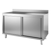 Gastro-inox RVS werkbank met schuifdeuren 1100(l)x700(d)x880(h)mm