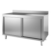 Gastro-inox RVS werkbank met schuifdeuren 1100(l)x600(d)x880(h)mm