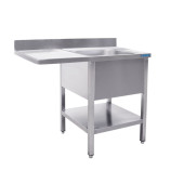 Saro spoeltafel, 1 wasbak, rechts - 700 mm d, 1200 mm