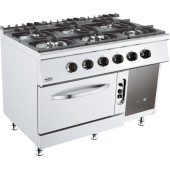 Combisteel Base 700 gasfornuis 6 branders, 6x 6,5Kw met gasoven