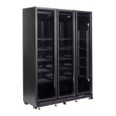 Combisteel Koelkast 3 glasdeuren zwart NAP-1200 met deurverwarming