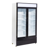 Combisteel koelkast 2 glasdeuren zwart/wit