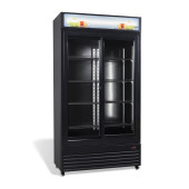 Combisteel - koelkast schuif glasdeuren 780l Zwart