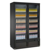 Combisteel glasdeur koelkast zwart CEB-1200R BL, 2 deuren