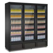 Combisteel glasdeur koelkast zwart CEB-1600R BL, 3 deuren
