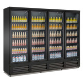 Combisteel glasdeur koelkast zwart CEB-2000R BL, 4 deuren