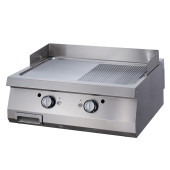 Maxima Premium Grillplaat - Half Gegroefd Chroom -Dubbel -90cm - 400V
