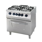 Maxima Heavy Duty Fornuis - 4 Pitten - Dubbel - 70 cm Diep - 36 kW - Gas incl. Elektrische Oven