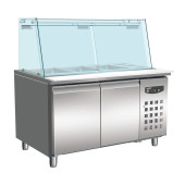 Combisteel 700 koelwerkbank glas recht 2 deuren