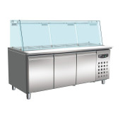Combisteel Koelwerkbank glas recht 3 deuren