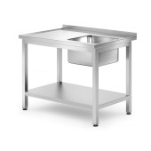 Hendi enkele spoeltafel met schap, Kitchen Line, Rechts, 1000x700x(H)850mm