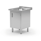Hendi Spoeltafel, gelast, met kast draaideur 600x700x(H)850mm