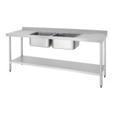 Vogue RVS spoeltafel dubbele links en rechts 210x60cm