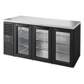 True zwarte barkoelkast - 3 glazen draaideuren - 660L