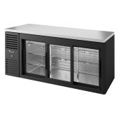 True zwarte barkoelkast - 3 glazen schuifdeuren - 660L