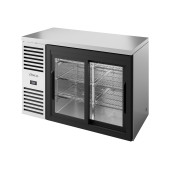 True barkoelkast met 2 glazen schuifdeuren - 440L - RVS