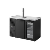 True 2-deurs fustkoeler met 1 tap en glazen deur - 440L - zwart