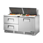 True saladette met 2 laden en 1 deur (24x 1/6 GN) - 623L