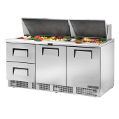 True saladette 2-deurs met 2 lades (30x 1/6GN) - 708L