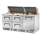 True saladette 1-deur met 4 lades (30x GN 1/6 bakken) - 708L