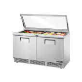 True saladette 2-deurs met vlak glazen deksel (24x 1/6 GN) - 623L