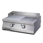 Maxima Heavy Duty Grillplaat - Half Gegroefd Chroom - Dubbel - 70 cm Diep - Elektrisch