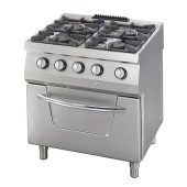 Maxima Heavy Duty Fornuis - 4 Pitten - Dubbel - 70 cm Diep - 37 kW - Gas incl. Oven