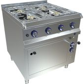 MKN 4-pits gasfornuis 19,6kW met elektrische oven 5,4kW, 4 branders