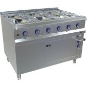 MKN 6-pits gasfornuis 30,1kW met elektrische oven 5,4kW, 6 branders
