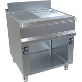 MKN gas grill-/bakplaat half geribbeld staal, 2 zones, 16,2 kW