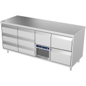Roeder Acer koelwerkbank - 4 secties - 2x 3 lade | motor + la | 2x la