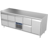 Roeder Acer koelwerkbank - 5 secties, 2x 2 la, motor+la, 2 lade, deur
