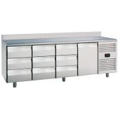 Roeder koelwerkbank, 1 deur en 9 laden, met blokprofiel, PLUX4T9A