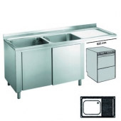 Roeder RVS spoeltafel, 700 mm diep, uitsparing t.b.v. voorlader, BVA121171DX