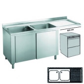 Roeder RVS spoeltafel, 700 mm diep, uitsparing  voorlader, BVA161271DX