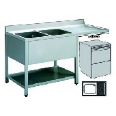 Roeder RVS spoeltafel, 700 mm diep, uitsparing t.b.v. voorlader, BVR121171DX