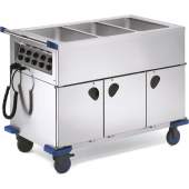 RVS voedseluitgiftewagen, verwarmd, 3x 1/1 GN-200 + 3x6 1/1 GN, SAG 3