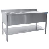 Saro spoeltafel,2 wasbakken, links - b 2000x d 600 mm