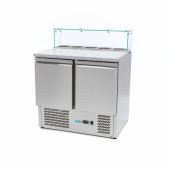 Maxima Pizzawerkbank - 90 cm - 2 Deuren - 5 x 1/6 GN - incl. Glazen Afdekking