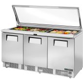 True saladette 3-deurs met vlak glazen deksel (30x 1/6 GN) - 708L